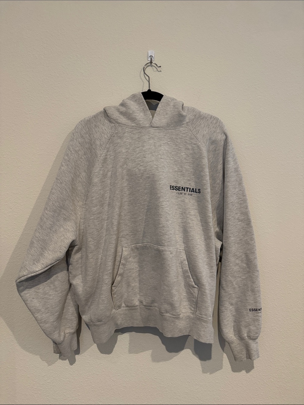 ESSENTIALS Gray Pullover Hoodie with Small Chest Logo